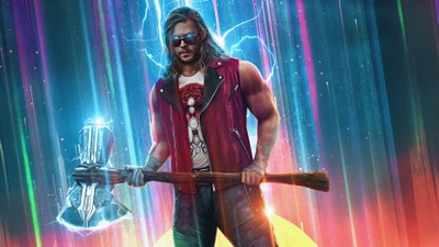 Thor Sostiene Stormbreaker En Medio de Energía Eléctrica en 'Thor: Amor y Trueno