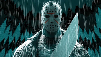 Jason Voorhees: Digitale Kunst des ikonischen maskierten Killers mit Machete