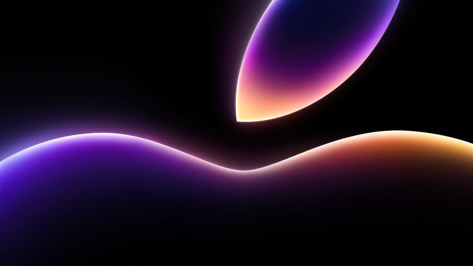 Ein apple-logo mit einem dunklen hintergrund und einem hellen apfellogo (glühend, wwdc, apple logo, dunkler hintergrund, technologie)