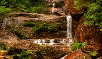 Cascadas Wentworth: Una cascada serena rodeada de vegetación exuberante y acantilados escarpados