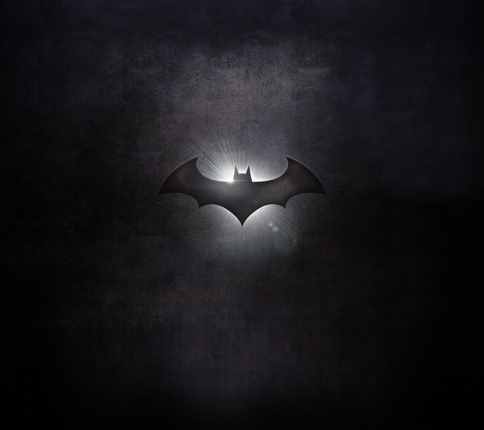 Logo de batman en un fondo oscuro con una luz brillando a través de él (batman, galaxia, gs7, injusticia, samsung)