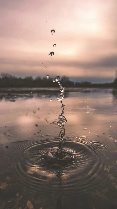 gotas, lago, natureza, borrifo, água