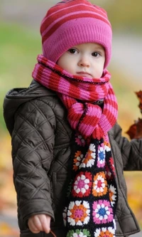 Charming Girl in Colorful Winter Attire