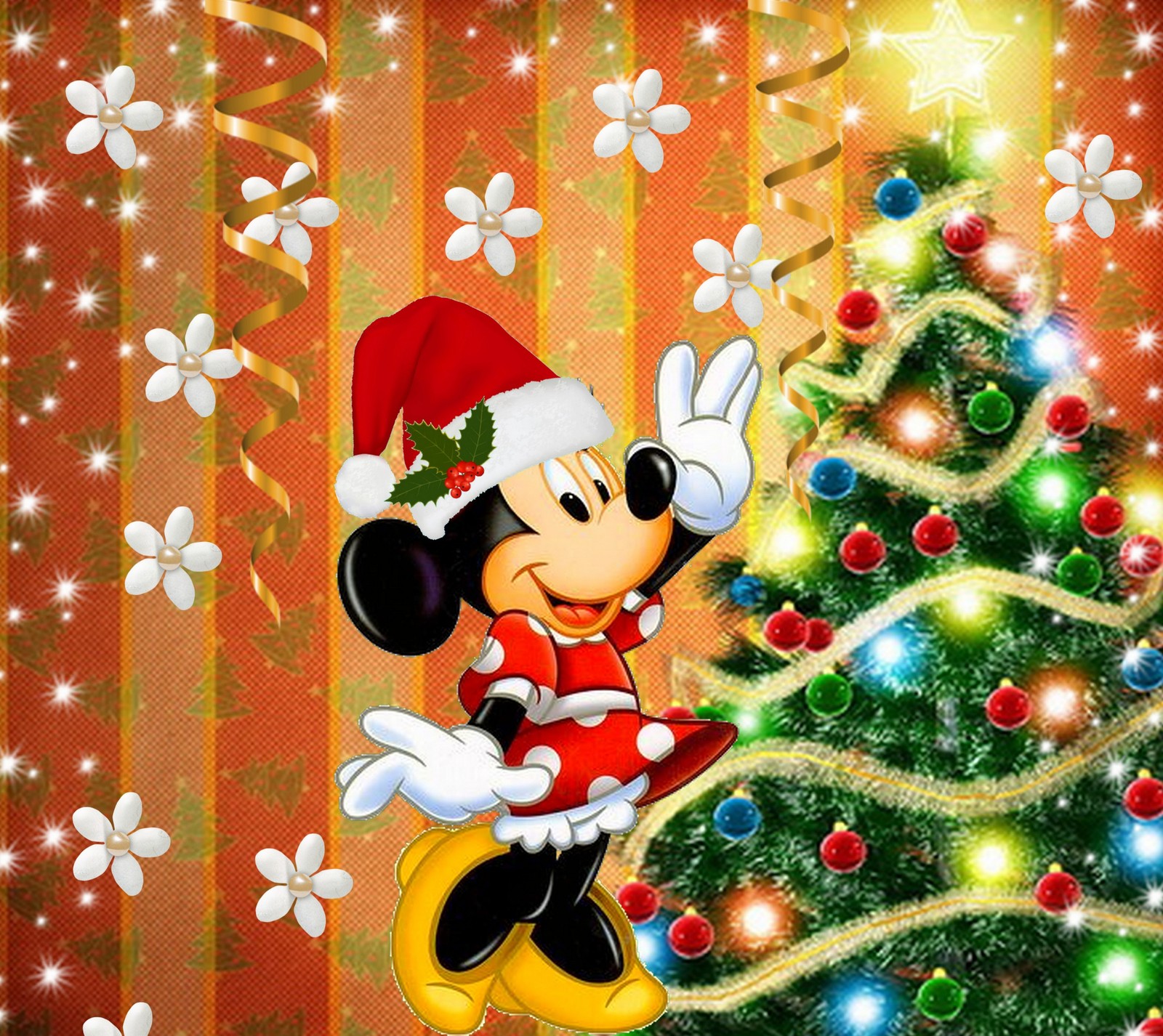 Fonds d'écran de mickey mouse pour noël (disney, joyeux noël, minnie mouse, noël)