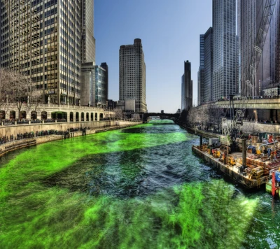 Chicago River Transforming Green for St. Patrick's Day Celebrations