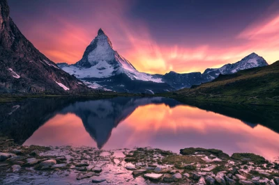 маттерхорн, matterhorn, гора, природа, отражение