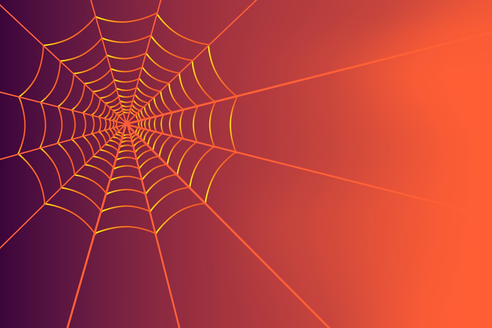 Un primer plano de una telaraña con un fondo púrpura (araña, telaraña, ilustración, gráficos vectoriales, naranja)