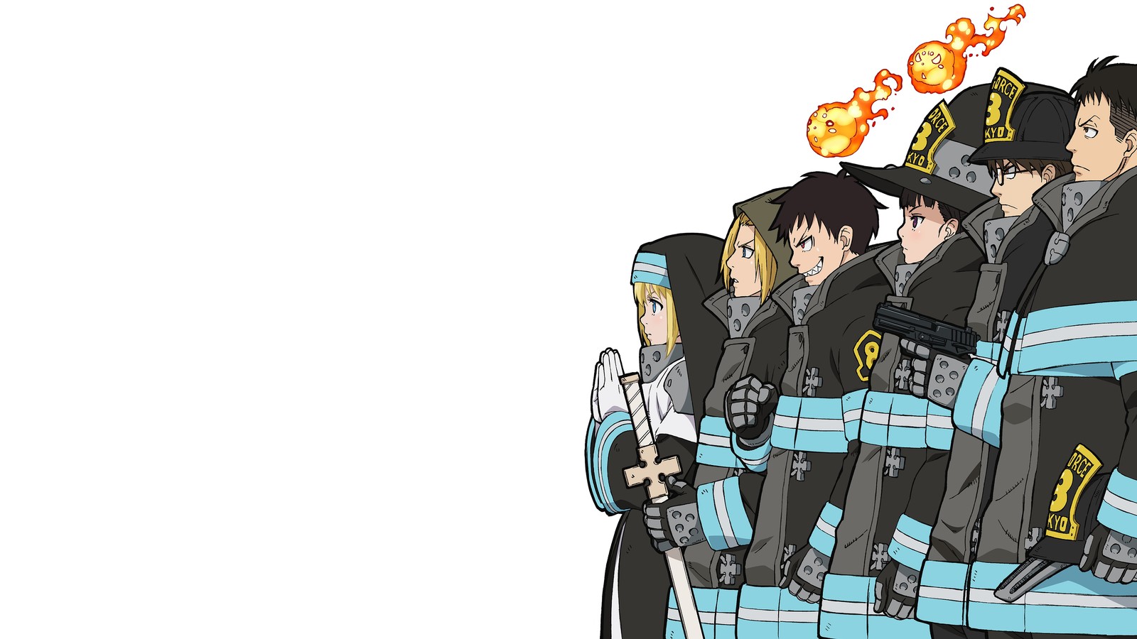 Baixar papel de parede fire force, anime, enen no shouboutai, akitaru obi, takehisa hinawa