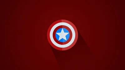 Minimalist Captain America Emblem on Red Background