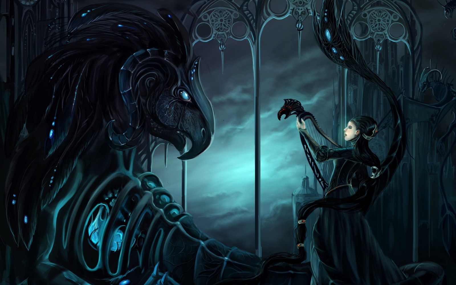 gothic art, darkness, art, mythical creature, gothic wallpaper