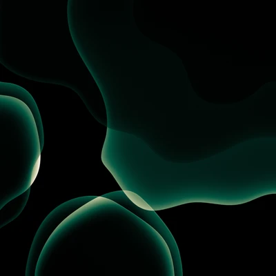 Dark Green Abstract Shapes on Black Background - iOS 13 4K Wallpaper