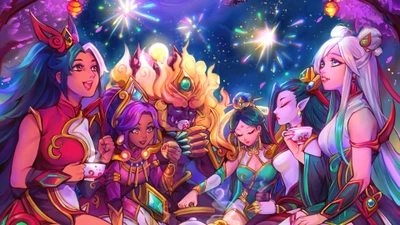 Célébration Lunaire : Les champions de League of Legends s'unissent dans une harmonie festive