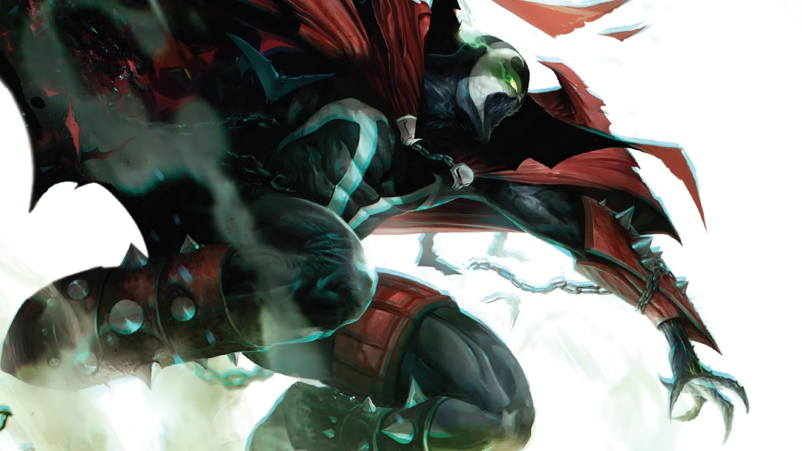 A close up of a person with a bat in a costume (spawn, comics)