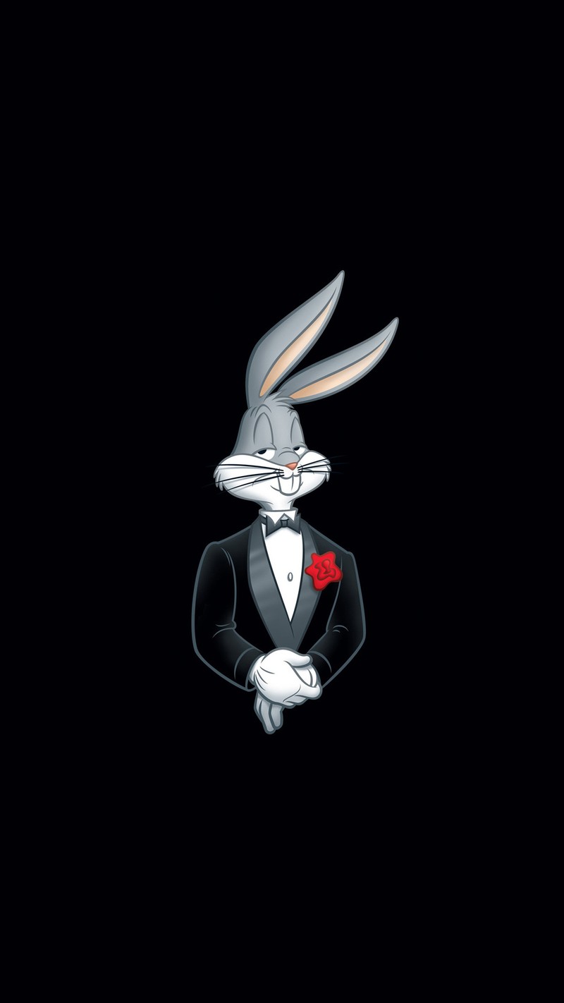 Крупный план кролика в смокинге с бабочкой (багз банни, bugs bunny, мультфильм, персонаж, смешарики)