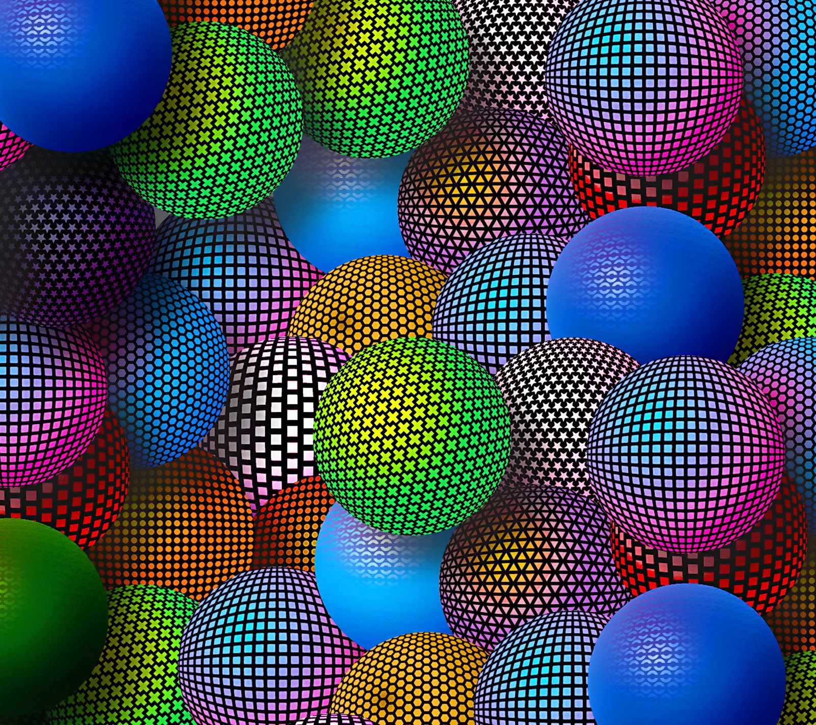 A close up of a bunch of balls with different colors (3d, balls, colorful)