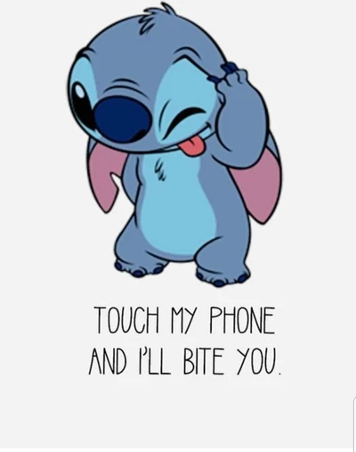 Stitch Threatens: Touch My Phone and I'll Bite You