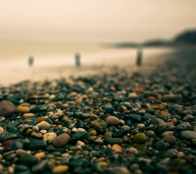 Tranquil Beach Stones at Dusk