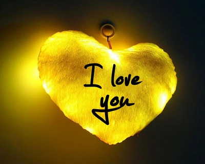 Illuminated Yellow Heart: I Love You