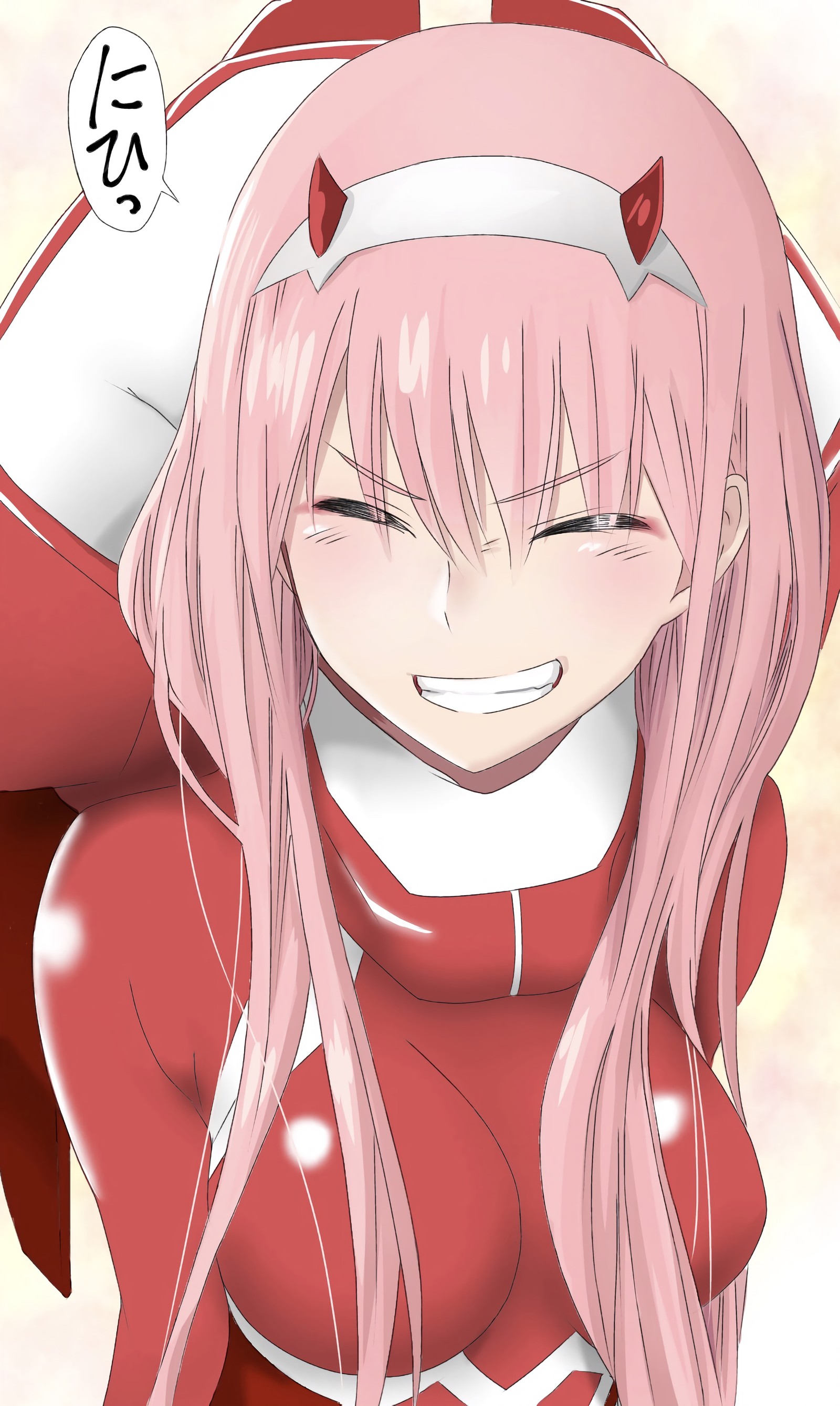 Скачать обои улыбка, зеро два, zero two, милый