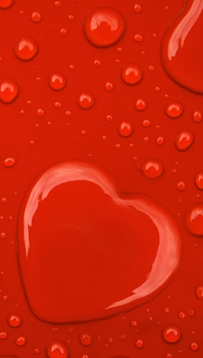 drops, heart, love, red