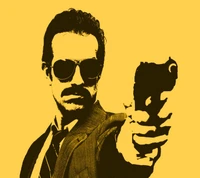 Mafia Don with Gun in a Bold Yellow Background