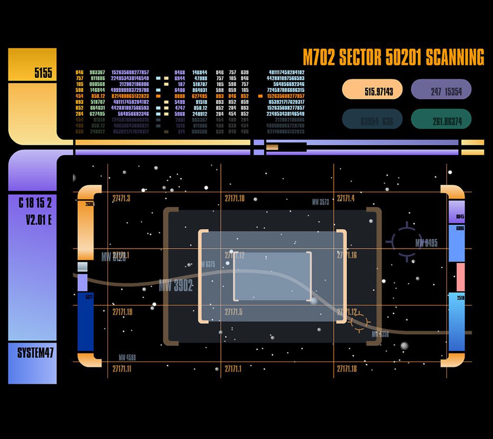 Ein diagramm eines star trek-bildschirms mit einem bildschirm, der einen bildschirm zeigt. (computer, stern, trek)