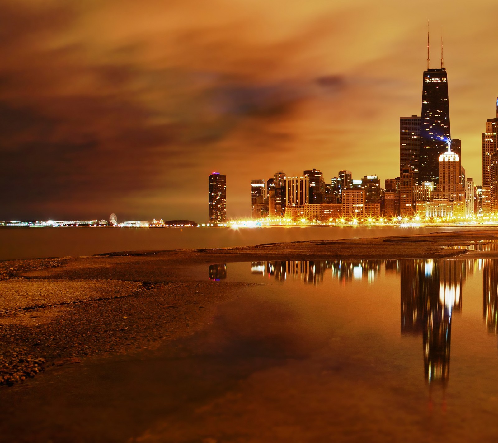 Lade strand, chicago, sonnenuntergang Hintergrund herunter