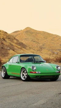 alemão, verde, porsche, vintage