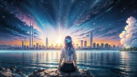 urban girl, surreal, 5k, city, metropolitan wallpaper