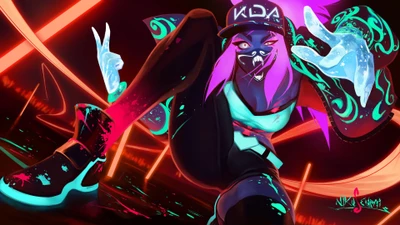 Akali im Neonlicht: K/DA Vibes aus League of Legends