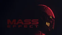 Mass Effect: Ikonische Helmsilhouette auf dunklem Hintergrund