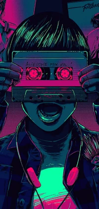 Retro Aesthetics: A Neon Tribute to Music and Technology