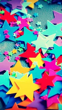 Colorful Star-Shaped Paper Decorations in Turquoise and Magenta