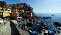 Scenic Coastal Village Overlooking the Sea