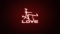 Neon Red Logo Symbolizing Love and Music