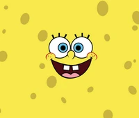 SpongeBob SquarePants alegre em um fundo amarelo brilhante.