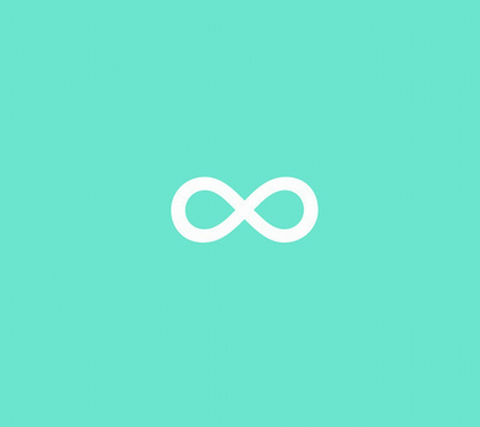 A green background with a white infinity symbol on it (blue, infinity)