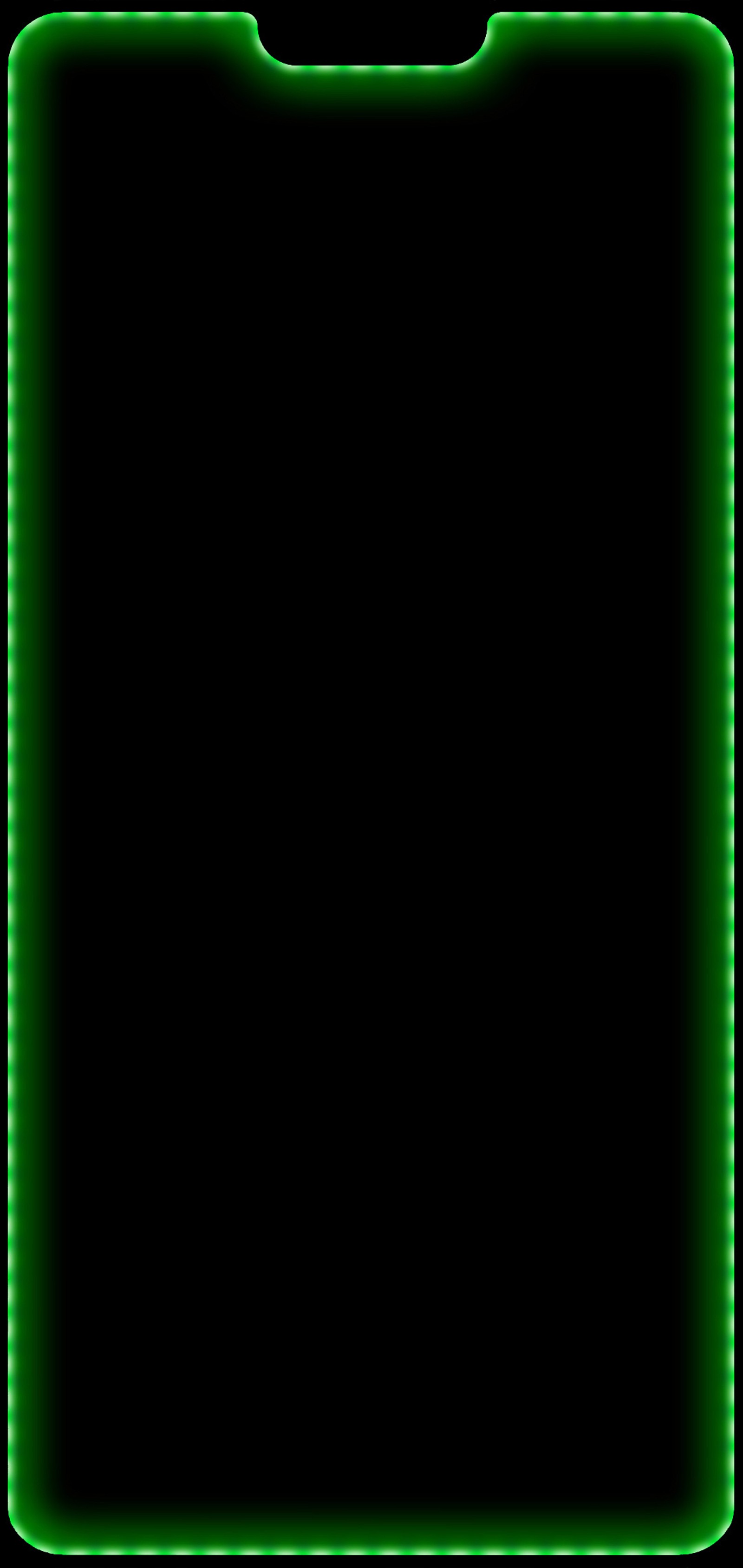 A green neon frame with a black background (edge, hd, home, light, notch)