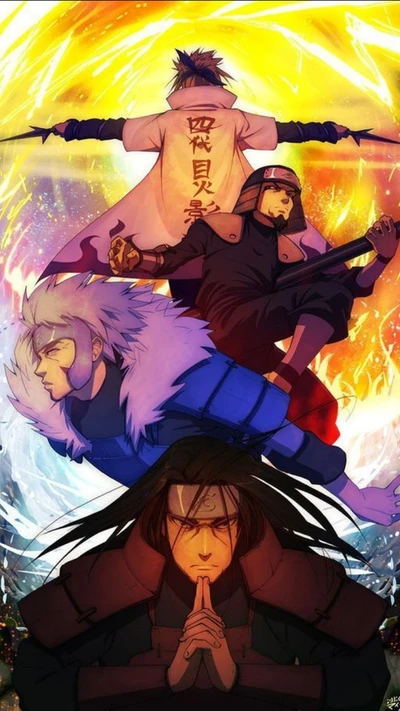 1º hokage, 2º hokage, 3rd hokage, 4th hokage, hashirama