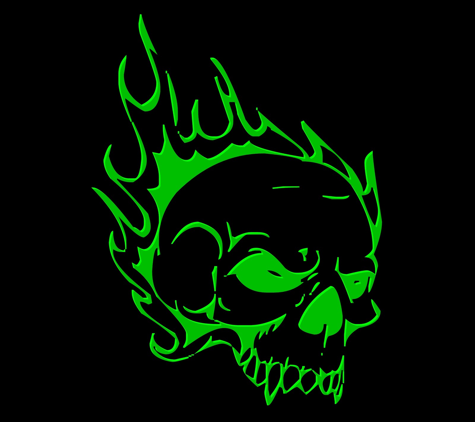 fire, green, skull Download Wallpaper