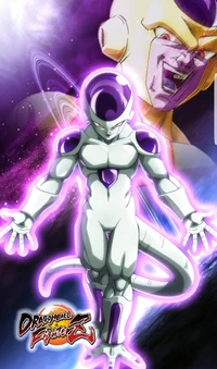 Frieza de Dragon Ball FighterZ em uma pose dinâmica com fundo cósmico