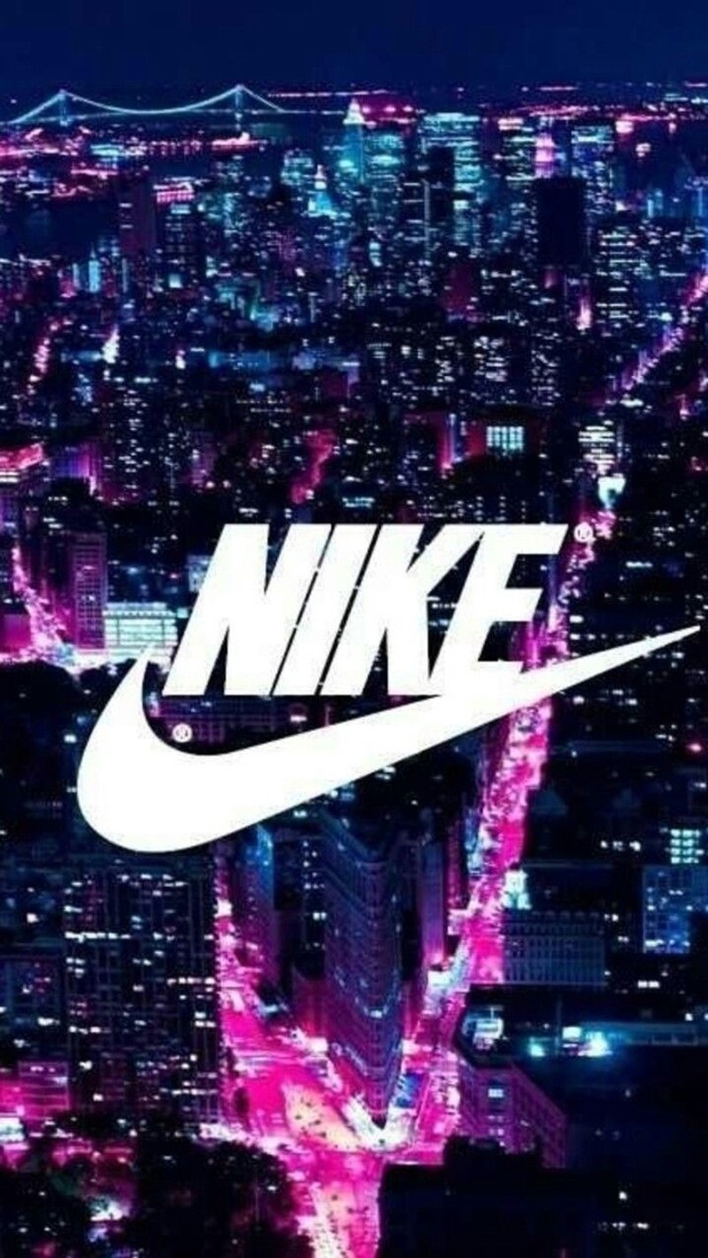 Вид города ночью с логотипом nike на нем (nike, трилл, trill)