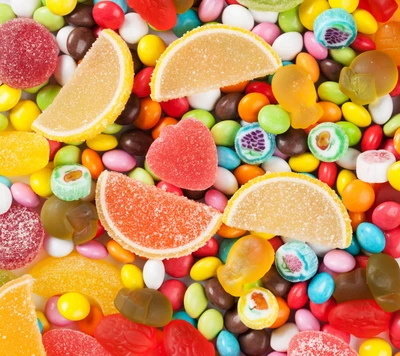 Colorful Assortment of Sugary Jelly Candies