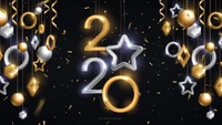 Magical 2020 Celebration: Abstract Black and Gold New Year Design