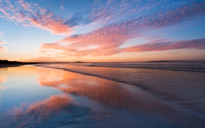 sunset, horizon, reflections, noosa beach, queensland