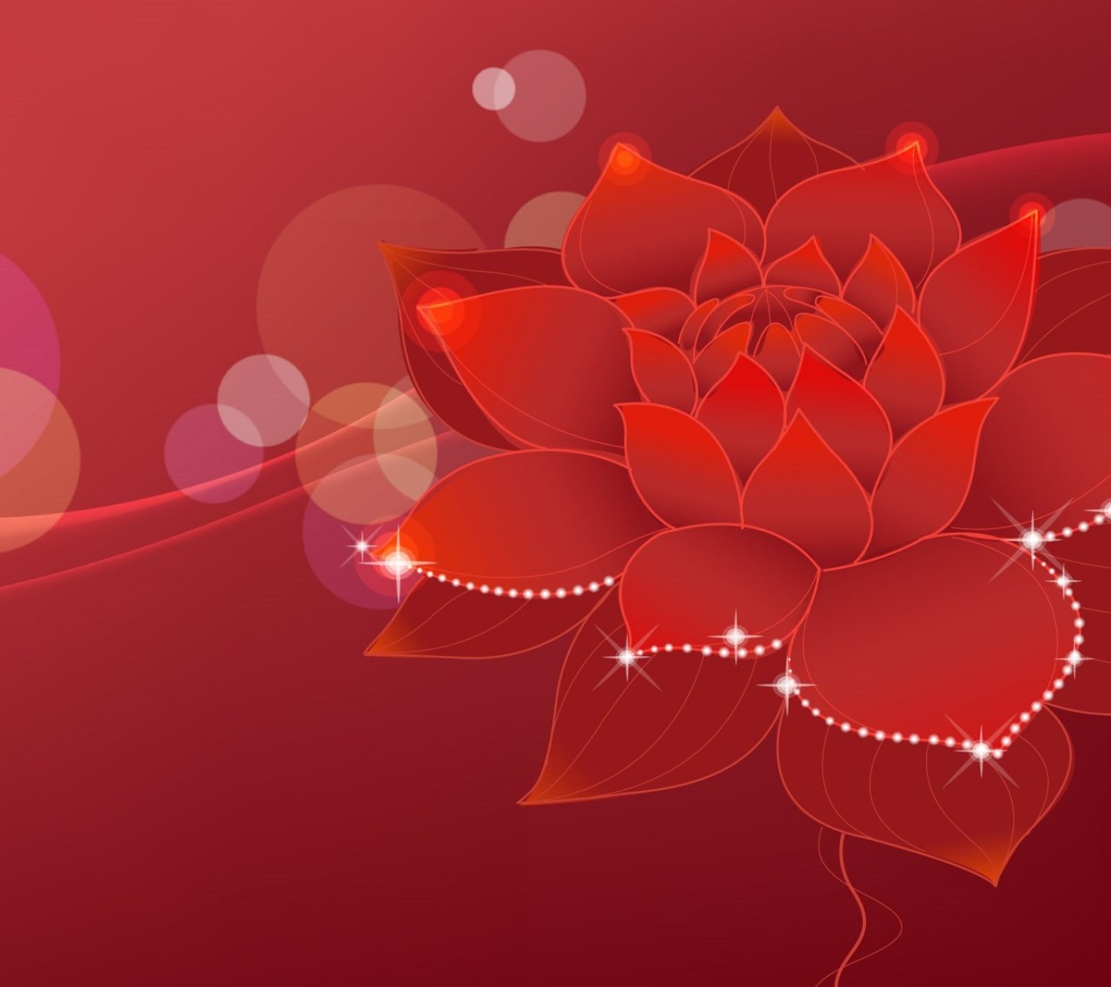 A red flower with sparkling stars on a red background (flower, pretty, red)