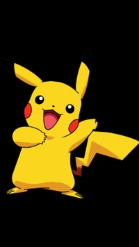 Cheerful Pikachu on a Black Background