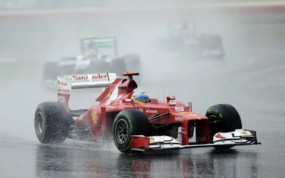 Scuderia Ferrari fährt bei Regen beim Großen Preis von Monaco