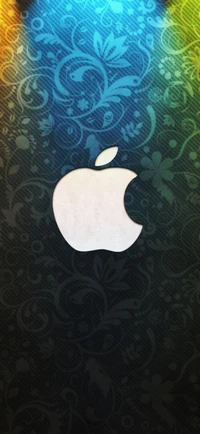 Elegante logo de Apple rodeado de intrincados patrones florales