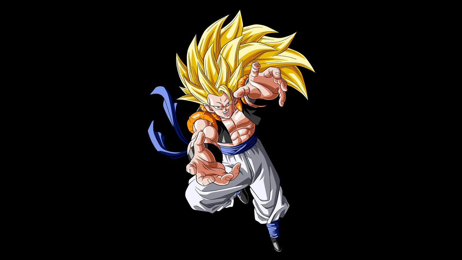 gogeta, amoled, dragon ball z, black background, blackdark wallpaper